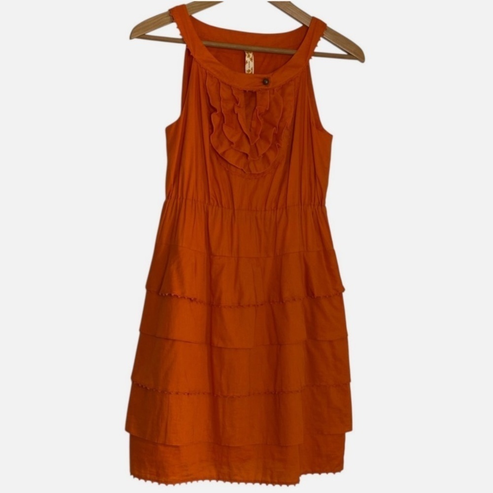 NWOT Anthropologie Maeve Terasina Dress Halter Top Ruffled Tiers Tomato Girl 0